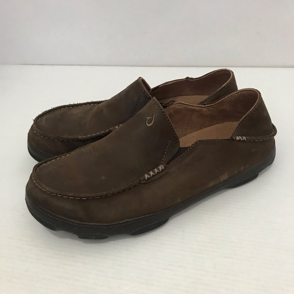 Moloa Men's Premium Leather Shoes, Easy Slip On & Off Dk Wood/Dk Java Size 10 - Picture 3 of 9